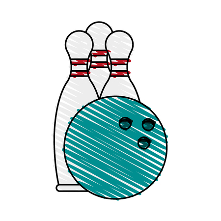 bowling pins and ball icon image vector illustration scribbleのイラスト素材