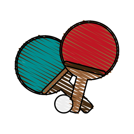 table tennis paddle sport icon image vector illustration scribbleのイラスト素材