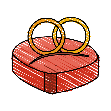Colorful wedding rings doodle over white background vector illustrationのイラスト素材