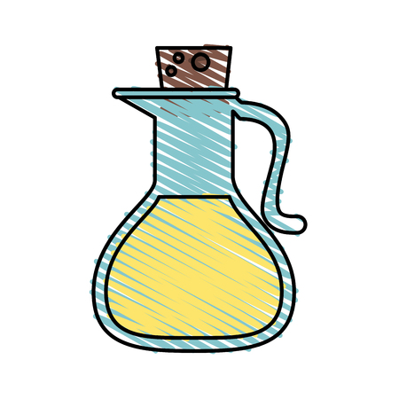 Colorful oil jar doodle over white background vector illustrationのイラスト素材