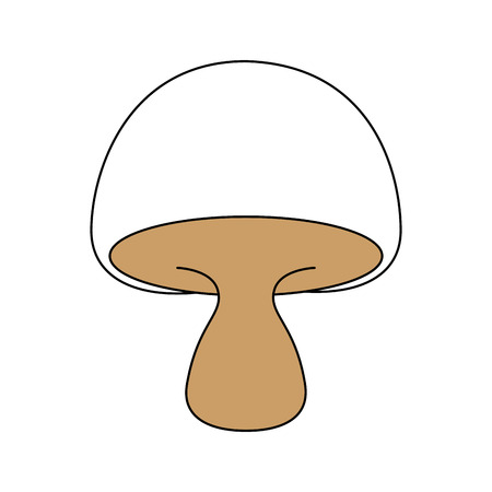 Flat line mushroom with a hint of color over white background vector illustrationのイラスト素材