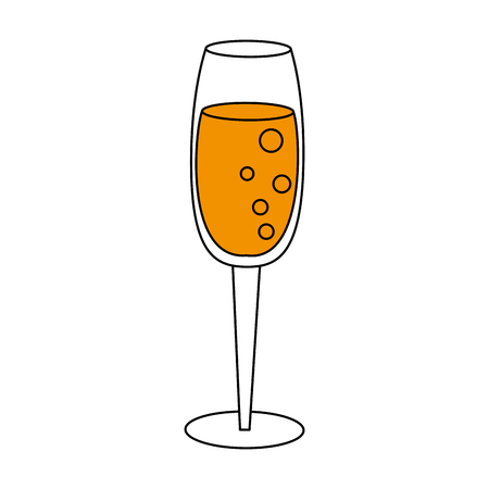 Flat line champagne glass with a hint of color over white background vector illustrationのイラスト素材