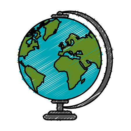 Colorful globe doodle over white background vector illustrationのイラスト素材