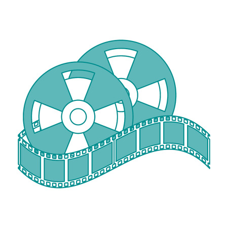 Flat line film and film strip with hint of color over white background vector illustrationのイラスト素材