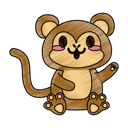 Colorful monkey doodle over white background vector illustrationのイラスト素材