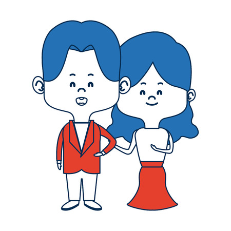 cute couple husband wife in wedding suit happy together vector illustrationのイラスト素材