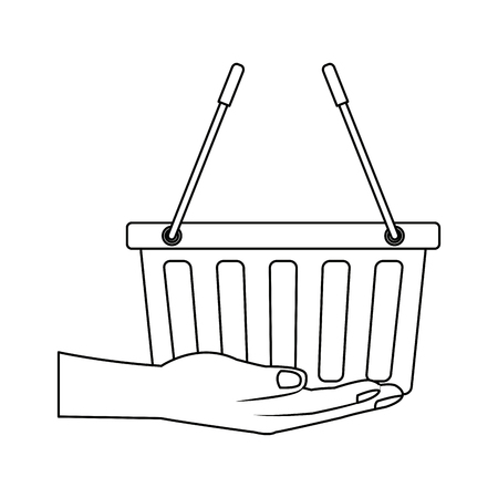 hand holding shopping basket market vector illustrationのイラスト素材