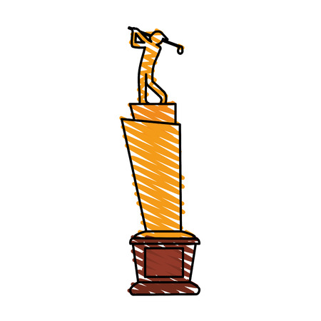 trophy golf icon image vector illustration design  hand colored styleのイラスト素材