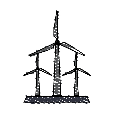 wind turbines icon image vector illustration design  sketch styleのイラスト素材