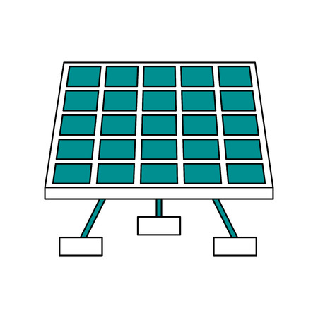 Flat line solar panel with hint of color over white background vector illustrationのイラスト素材