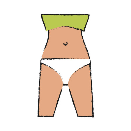 Colorful woman body in underwear doodle over white background vector illustrationのイラスト素材