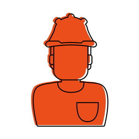 worker avatar with industrial safety icon image vector illustration design  orange colorのイラスト素材
