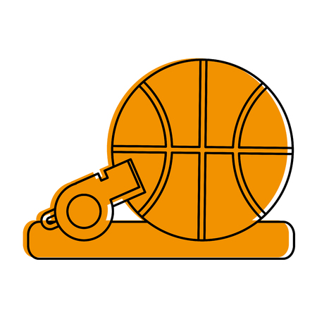 basketball ball with whistle icon image vector illustration design  yellow colorのイラスト素材