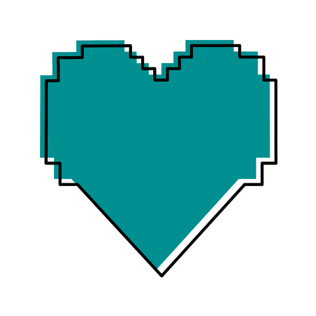 pixel cartoon heart icon image vector illustration design  blue colorのイラスト素材