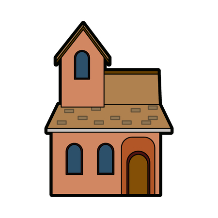 traditional house swiss architecture style isolated on white background vector illustrationのイラスト素材