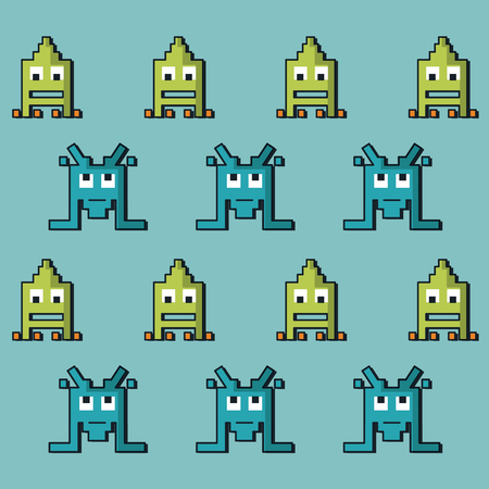 colorful pattern of alien of spatial game vector illustrationのイラスト素材