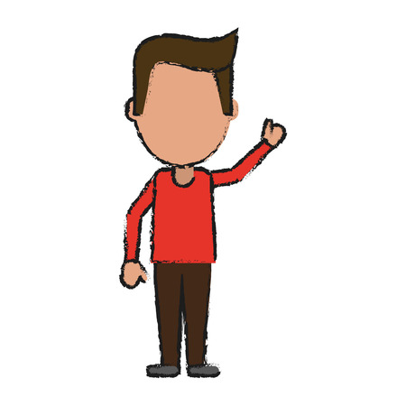 An avatar of a man stretching his arm icon vector illustration designのイラスト素材