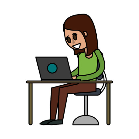 happy woman using laptop icon image vector illustration designのイラスト素材