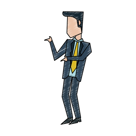 Colorful businessman doodle over white background vector illustrationのイラスト素材