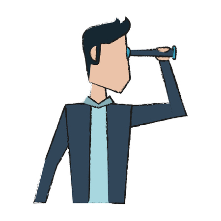 Colorful businessman doodle over white background vector illustrationのイラスト素材