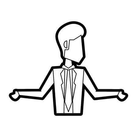 Flat line uncolored businessman over white background vector illustrationのイラスト素材