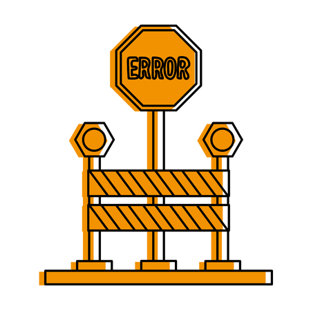 Error traffic sign with roadblock icon image vector illustration design  orange colorのイラスト素材