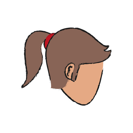 Colorful woman head doodle over white background vector illustrationのイラスト素材