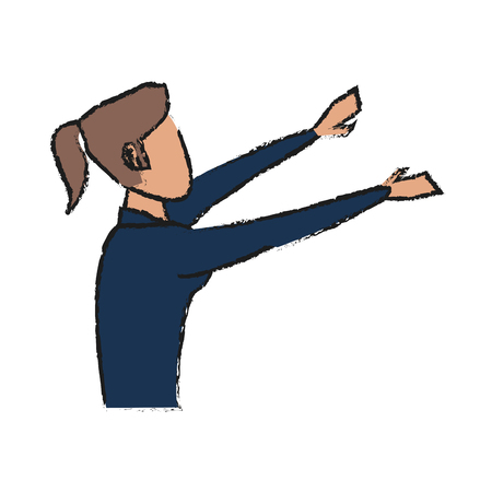 Colorful woman avatar doodle over white background vector illustrationのイラスト素材