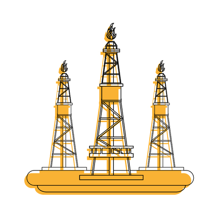 plant natural gas industry icon image vector illustration design  yellow colorのイラスト素材