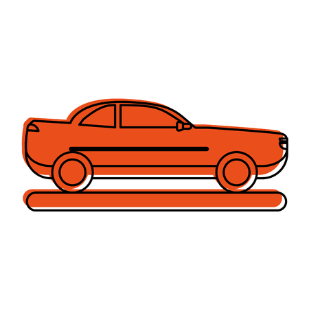 red car sideview  icon image vector illustration design  orange colorのイラスト素材