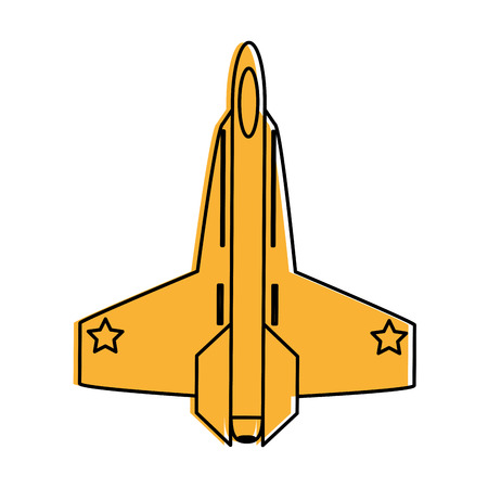 fighter jet airplane icon image vector illustration design  yellow colorのイラスト素材