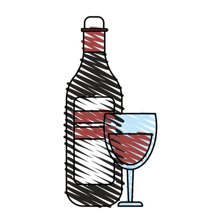 wine bottle and glass  icon image vector illustration designのイラスト素材