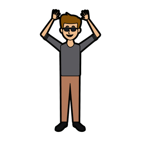 Smiling man in casual clothes standing vector illustrationのイラスト素材