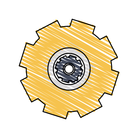 Colorful gear wheel doodle over white background vector illustrationのイラスト素材