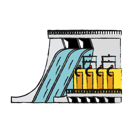Colorful hydroelectric doodle over white background vector illustrationのイラスト素材