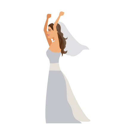beautiful wedding bride in dress ceremony vector illustrationのイラスト素材