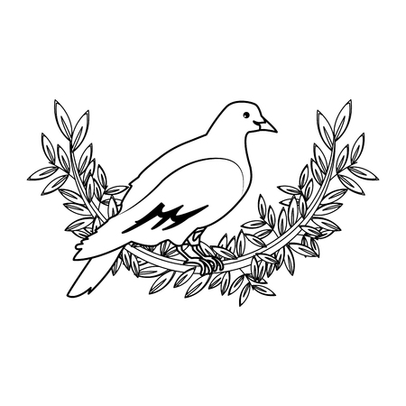 dove with olive branch peace emblem vector illustrationのイラスト素材