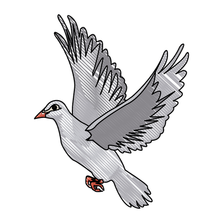 flying white dove on white background as symbol of peace vector illustrationのイラスト素材