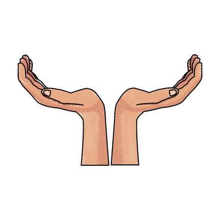 two hands support help gesture symbol vector illustrationのイラスト素材