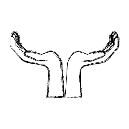 two hands support help gesture symbol vector illustrationのイラスト素材