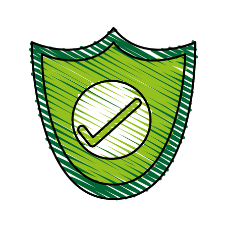 Colorful shield doodle over white background vector illustrationのイラスト素材