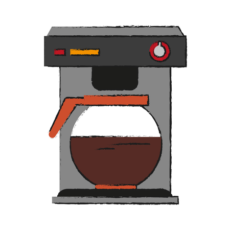 Colorful coffee maker doodle over white background vector illustrationのイラスト素材