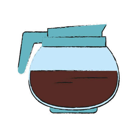 Colorful coffee jug doodle over white background vector illustrationのイラスト素材