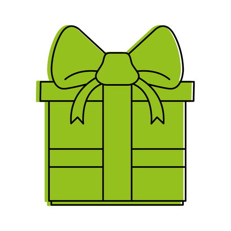 Green monocromatic gift design over white background vector illustrationのイラスト素材