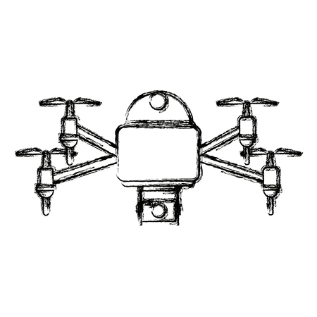 Drone with action camera device front view vector illustrationのイラスト素材