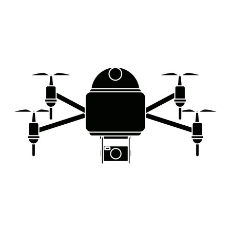 Drone with action camera front view technology vector illustrationのイラスト素材