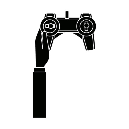 Hands holding control remote advanced for drones vector illustrationのイラスト素材