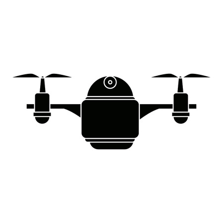 Drone with action camera front view technology vector illustrationのイラスト素材