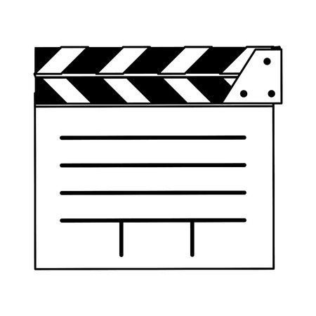 open clapperboard icon image vector illustration design  black and whiteのイラスト素材