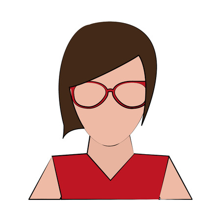 woman with glasses portrait avatar icon image vector illustration designのイラスト素材